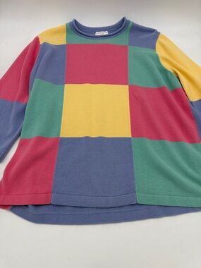 Jones New York Sport Colorblock Crewneck Sweater Women's 1X/Tall 100% Cotton